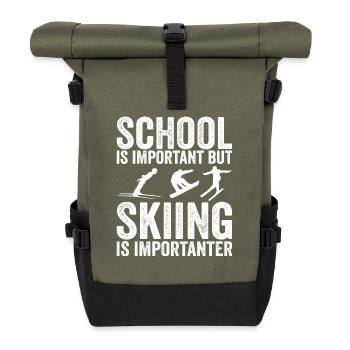 School is important but skiing is importanter - Sac à dos roll top - olive/noir - Devant