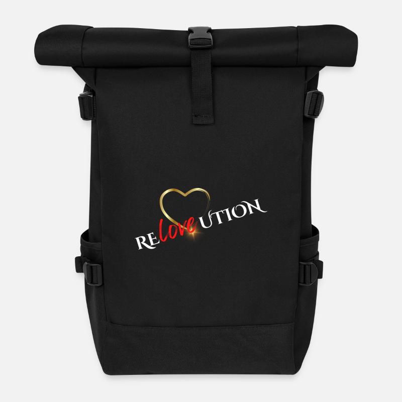 Love Revolution HerzGraphic - Rolltop Rucksack - Schwarz