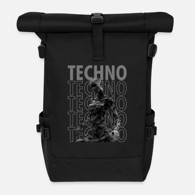 techno girl - Rolltop Rucksack - Schwarz