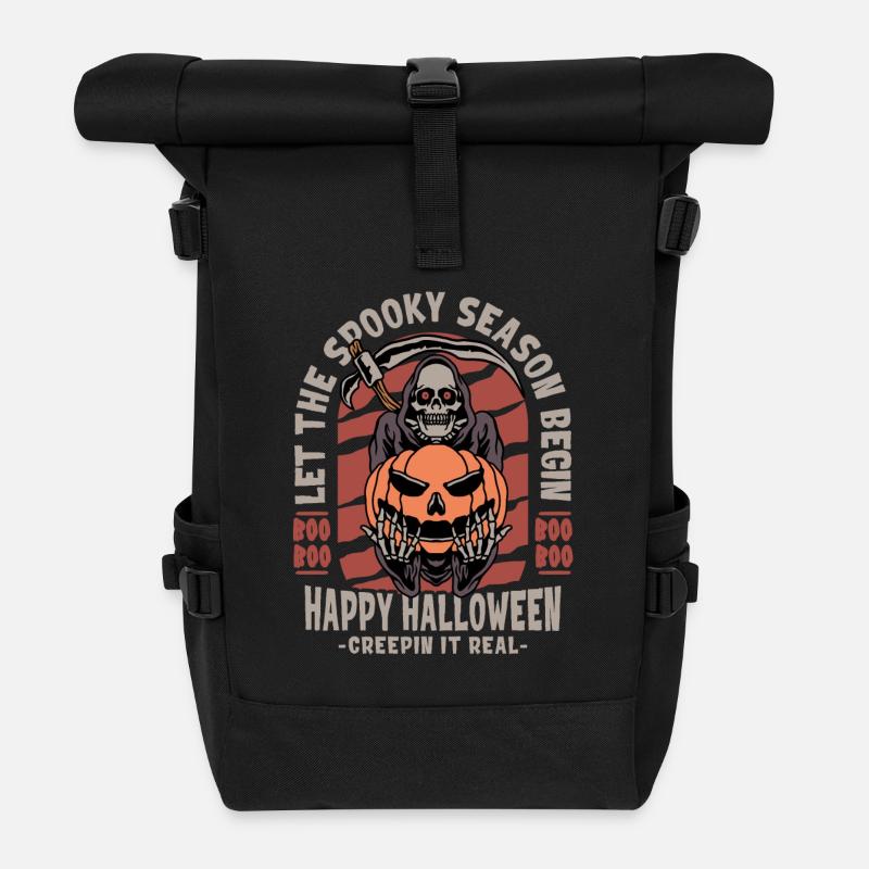 Halloween Sensemann mit Kürbis - Rolltop Rucksack - Schwarz