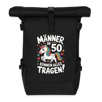 50. Geburtstag Mann 50 Jahre Deko Lustig Geschenk - Rolltop Rucksack - Schwarz - Vorne