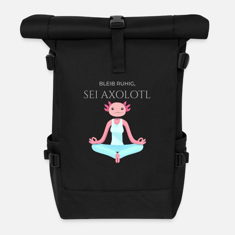 Stay calm, be axolotl - Roll Top Backpack - black