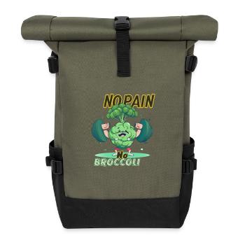 NO PAIN NO BROCCOLI - Sac à dos roll top - olive/noir - Devant