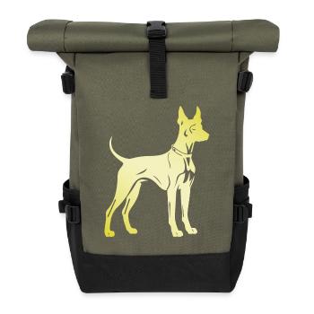 Doberman Dog Silhouette - Roll Top Backpack - olive/black - Front
