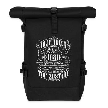 Oldtimer 1980 geboren Geburtstag Geschenk - Rolltop Rucksack - Schwarz - Vorne
