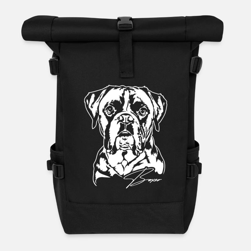 Deutscher BOXER Hunde Portrait Wilsigns - Rolltop Rucksack - Schwarz