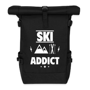 Ski-Süchtiger - Rolltop Rucksack - Schwarz - Vorne