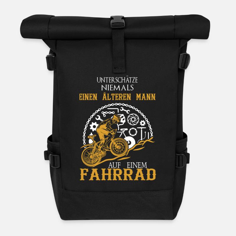Alter Mann Fahrrad - Rolltop Rucksack - Schwarz
