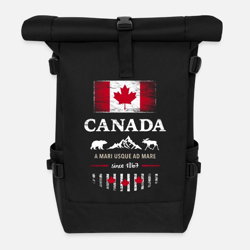 Canada Ottawa Ahornblatt Maple Leaf Kanada Amerika - Rolltop Rucksack - Schwarz