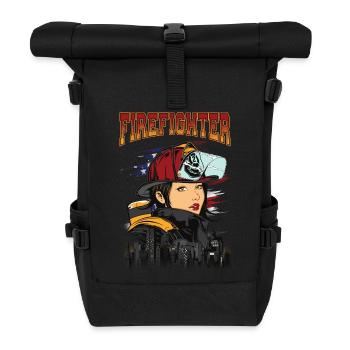 SCHÖNE FEUERWEHRFRAU - Sexy Feuerwehr Geschenk - Rolltop Rucksack - Schwarz - Vorne