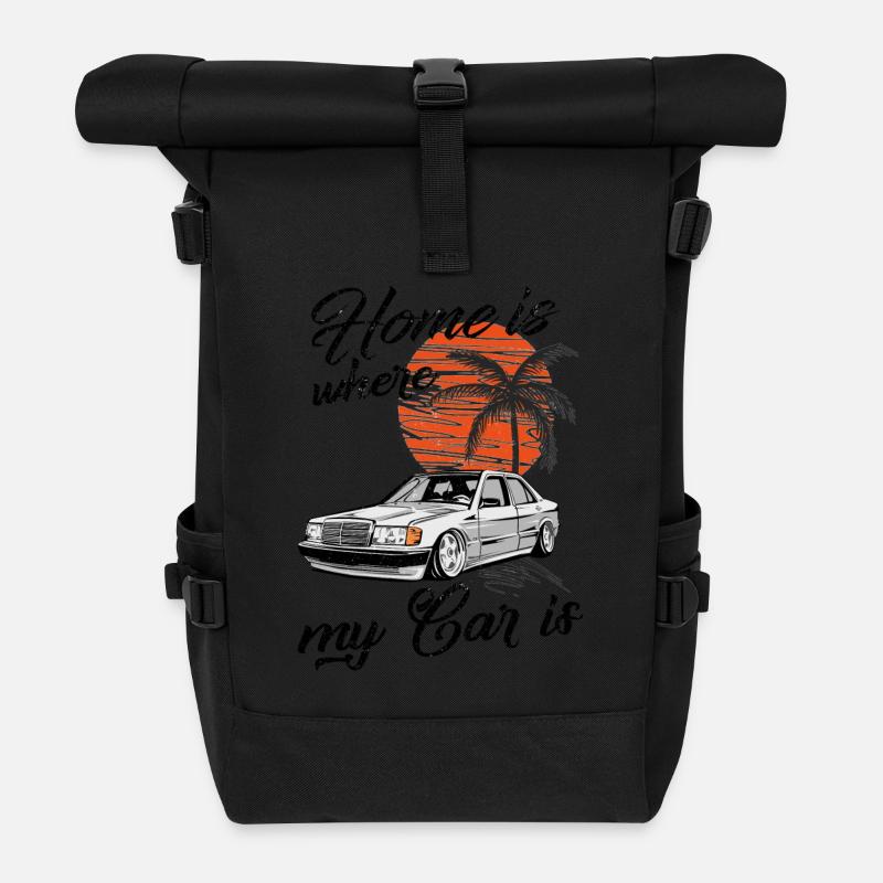 home is where my car is W201 190E - Rolltop Rucksack - Schwarz