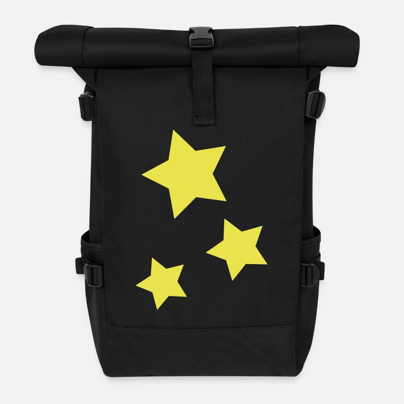 Star / 3stars - Roll Top Backpack - black