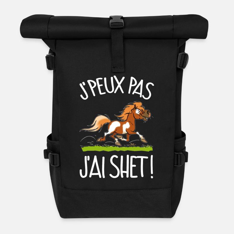 J'peux pas j'ai shet! (pie alezan, t blanc) - Sac à dos roll top - noir