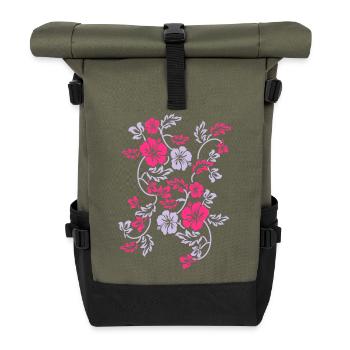 hawaii flower - Sac à dos roll top - olive/noir - Devant