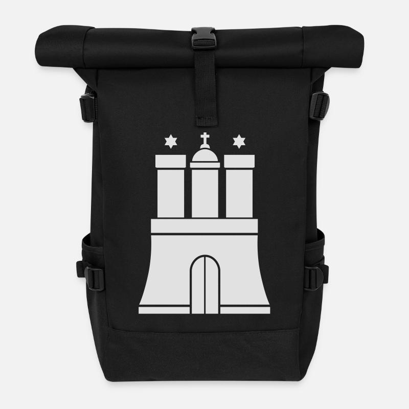 Hamburg Symbol Hamburger Wappen - Rolltop Rucksack - Schwarz