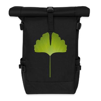 feuille de ginkgo vert juteux avec des lignes lumineuses - Sac à dos roll top - noir - Devant