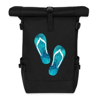 Flip flops yoga summer beach vacation - Roll Top Backpack - black - Front