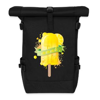 Lemon yellow delicious ice cream in graffiti style - Roll Top Backpack - black - Front