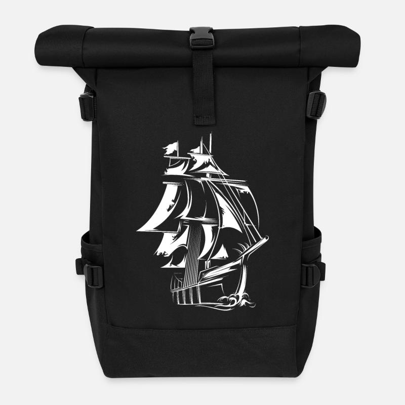 altes Schiff Symbol Illustration Grafik icon Meer - Rolltop Rucksack - Schwarz