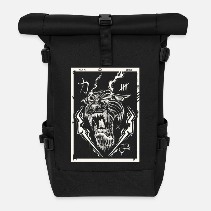 Tiger white - Rolltop Rucksack - Schwarz