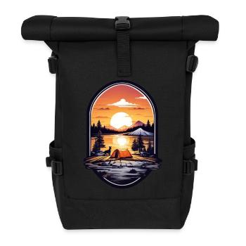 Camping Zeit - Rolltop Rucksack - Schwarz - Vorne