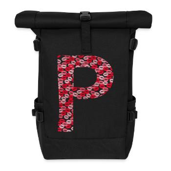 Lettre P - tshirt kiss - Sac à dos roll top - noir - Devant