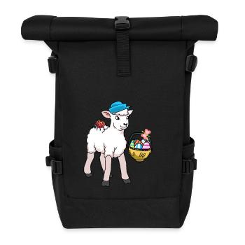 80s 90s Lamb Lambs Sheep Sheep Easter - Roll Top Backpack - black - Front