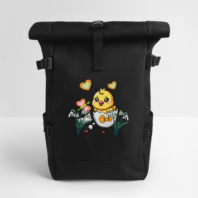Easter Egg Easter Chick Retro Eggs Egg Kids Roll Top Backpack