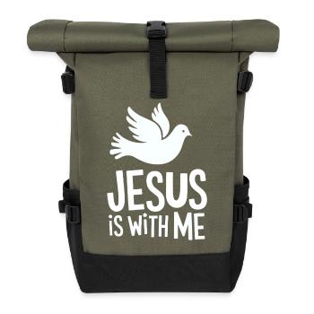 Jésus est avec moi - Sac à dos roll top - olive/noir - Devant