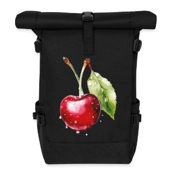 Fruity cherry with water droplets - Roll Top Backpack - black - Front