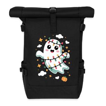 Sweet ghost with Christmas lights - Roll Top Backpack - black - Front