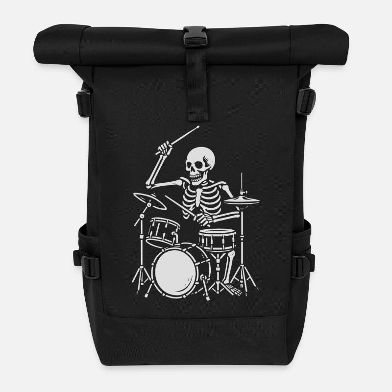 Skeleton Drummer auf der Bühne - Rolltop Rucksack - Schwarz