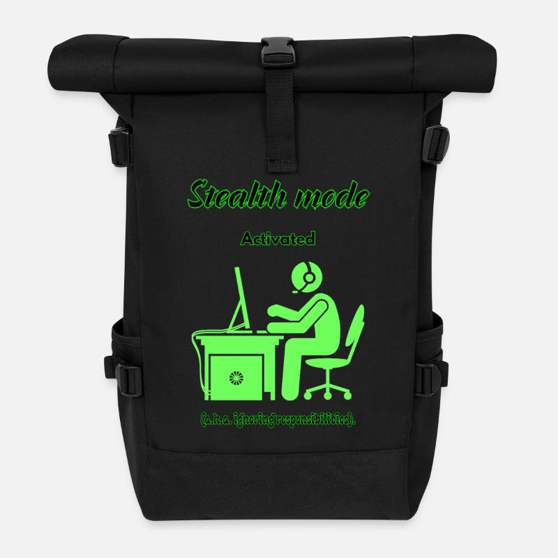 Stealth Mode Active - Roll Top Backpack - black