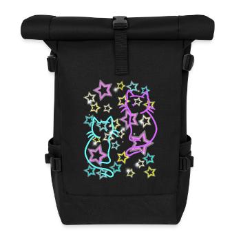 Années 80 Rétro Chats Enfants Filles Garçons - Sac à dos roll top - noir - Devant