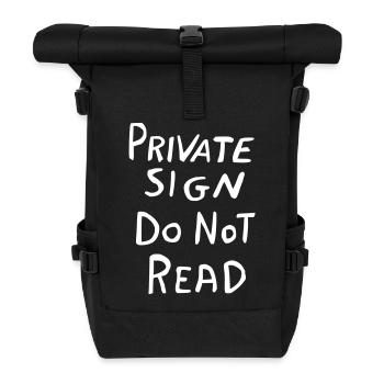 Signe privé - Conception drôle de panneau privé - Sac à dos roll top - noir - Devant