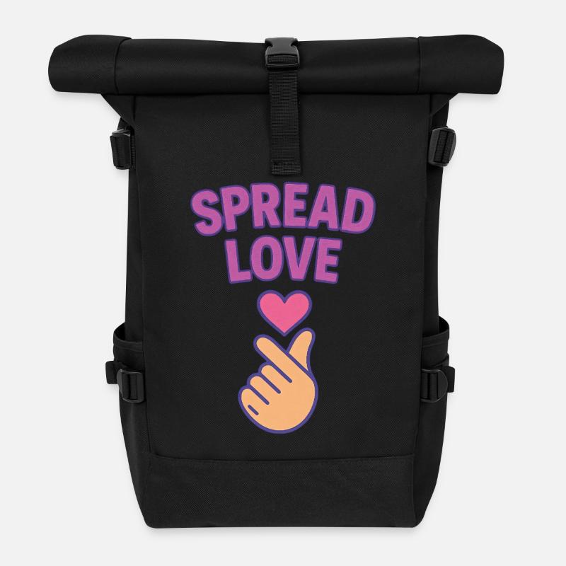 K-POP Liebe verbreiten: Herz-Hand-Geste - Rolltop Rucksack - Schwarz