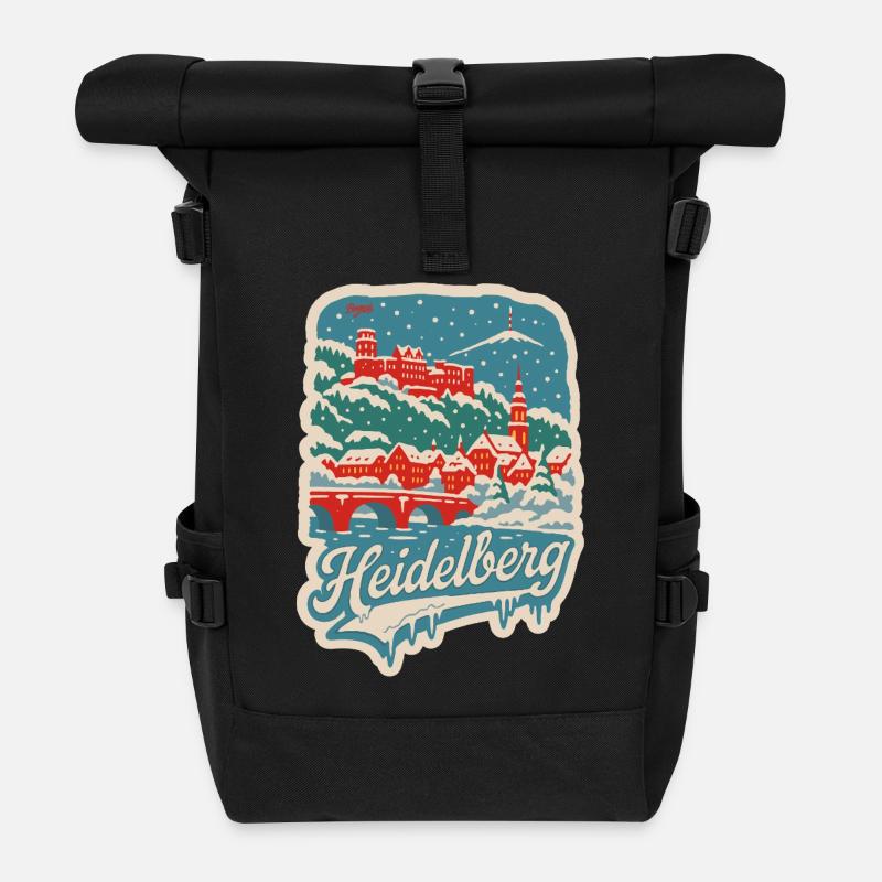 Heidelberg Winterlandschaft   - Rolltop Rucksack - Schwarz