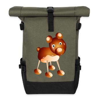 Niedlicher Kastanien-Hund – Bastelspaß & Kindheit - Rolltop Rucksack - Olive/Schwarz - Vorne