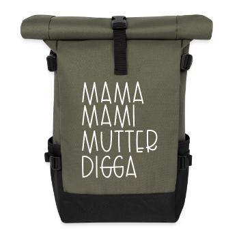 Mama Mami Mutter Digga - Rolltop Rucksack - Olive/Schwarz - Vorne