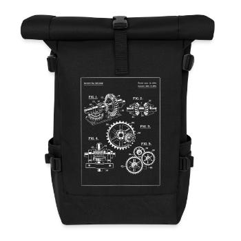 Vintage Gearwork Bauplan - Rolltop Rucksack - Schwarz - Vorne