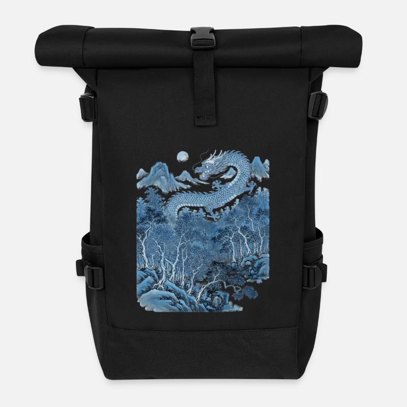 Dragon chinois - Sac à dos roll top - noir