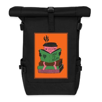 Coffee Reading Time - Relaxed Reading - Roll Top Backpack - black - Front
