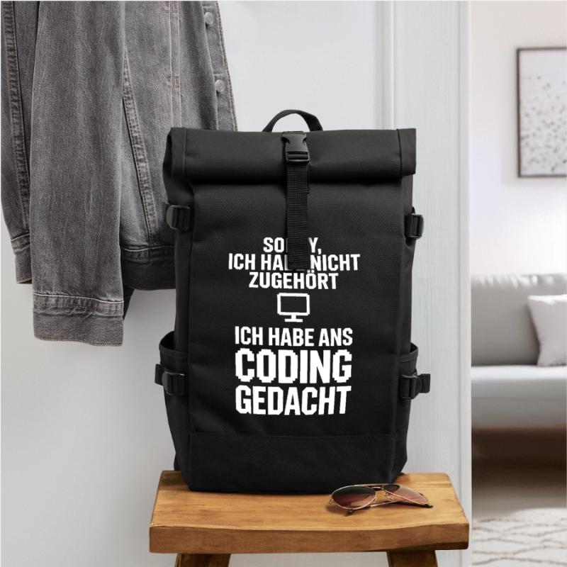 Sorry Coding Head Roll Top Backpack