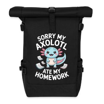 Axolotl Homework Apology - Roll Top Backpack - black - Front