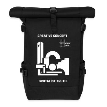 Brutalist Truth Berlin 2026 Architektur - Rolltop Rucksack - Schwarz - Vorne