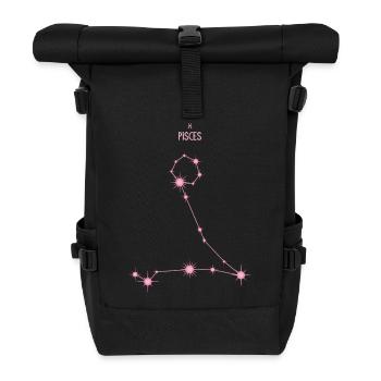 Fische, Tierkreiszeichen, Stern, Sternbild Pastellrosa - Rolltop Rucksack - Schwarz - Vorne