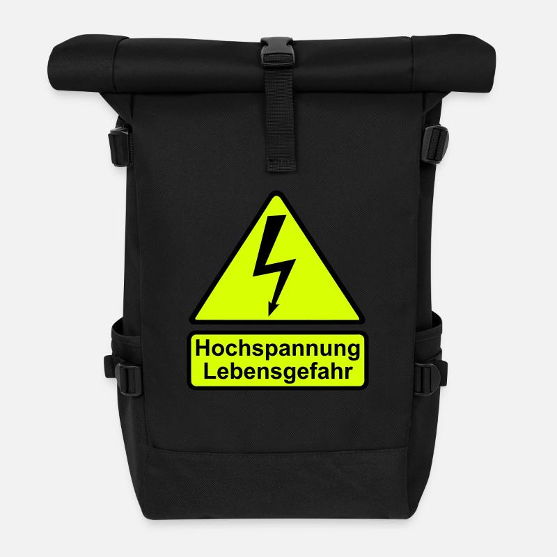 Schild Hochspannung Lebensgefahr - Rolltop Rucksack - Schwarz