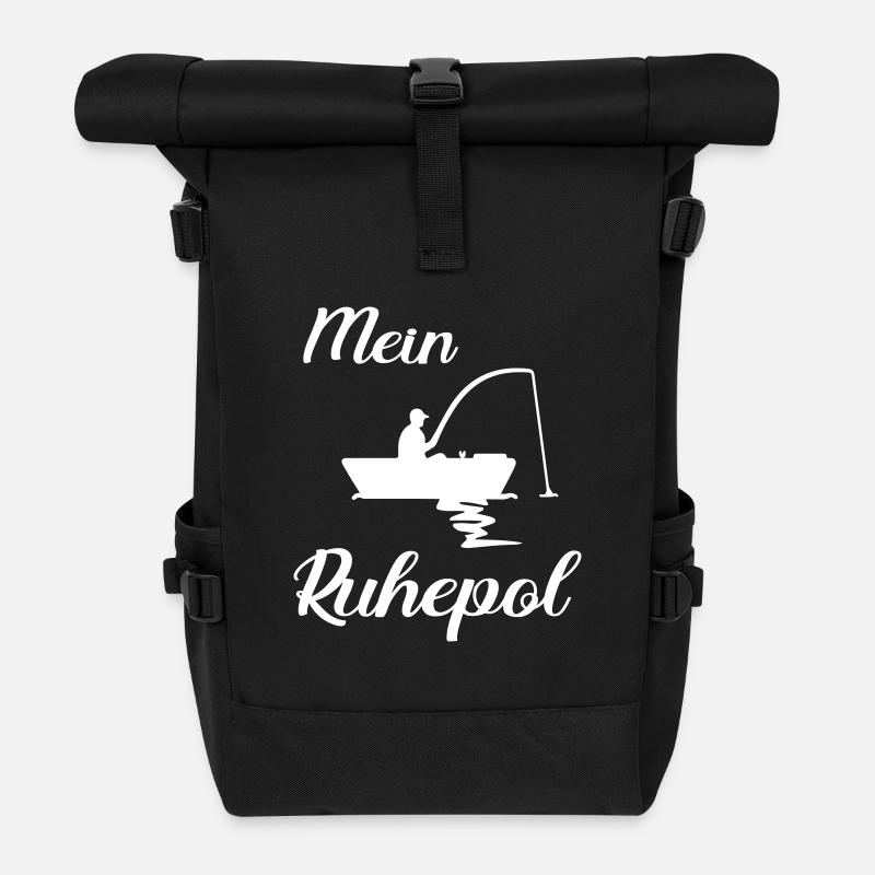 Angler Boot angeln fischen Geschenkidee lustig - Rolltop Rucksack - Schwarz