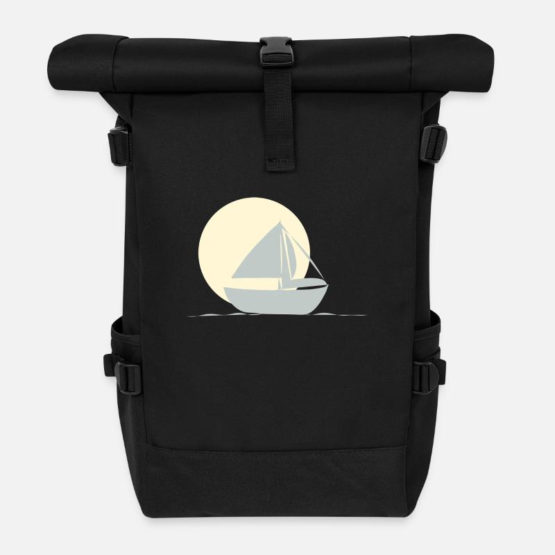 Segeln mit dem Boot - Rolltop Rucksack - Schwarz