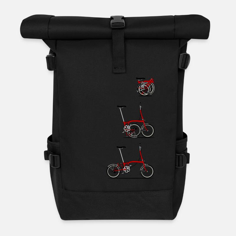 I Love My Folding Brompton Bike - Roll Top Backpack - black